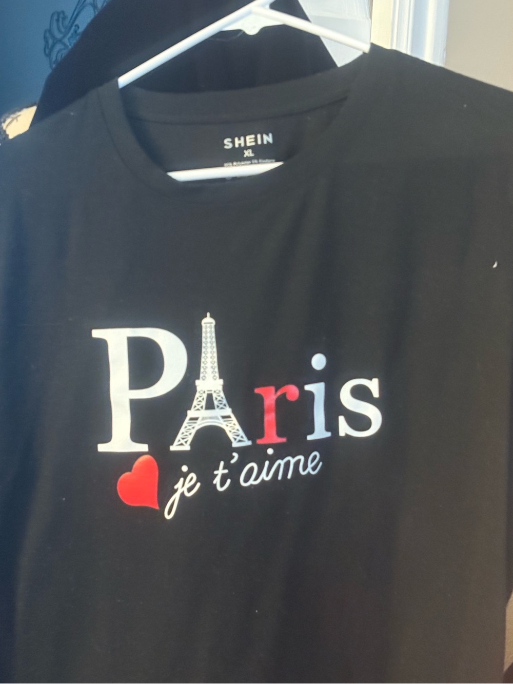 SHEIN womens Black 'Paris je t'aime' Graphic Tee